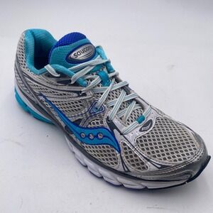 Saucony Guide 6 Running Shoes Womens Silver Blue Mesh Athletic Sneakers Trainers